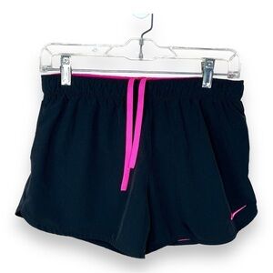 Small Nike Athletic Shorts Black Pink Fuchsia Activewear Elastic Waist